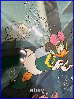 18x28 Framed Disney Studio Production 2 Layered Daisy Duck Cell VERY RARE