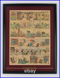 1936 Walt Disney's Silly Symphony & Mickey Mouse Custom Framed Comic Strip