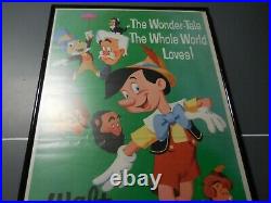 1971 Walt Disney Pinocchio Original Re-release Insert Poster UV Framed