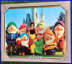1985 Walt Disney World Snow White & The Seven Dwarfs Photo Framed 16x20 RARE