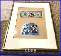 1987 MICKEY $1 Disney DOLLAR Walt DISNEY World Matted &Framed 11.5 X 14.5