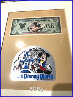 1987 MICKEY $1 Disney DOLLAR Walt DISNEY World Matted &Framed 11.5 X 14.5
