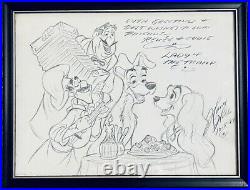 1989 Walt Disney Harry Holt Lady & the Tramp Sketch Print Hand Signed Framed 12