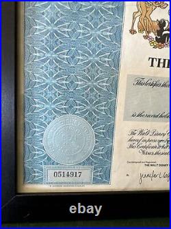 1998 Walt Disney Company Common Stock Certificate 2 Share Framed