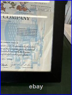 1998 Walt Disney Company Common Stock Certificate 2 Share Framed