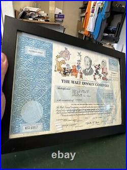 1998 Walt Disney Company Common Stock Certificate 2 Share Framed