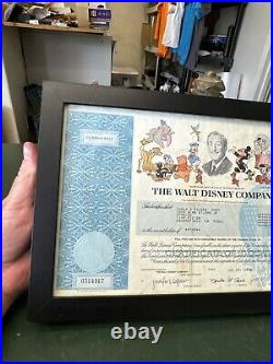 1998 Walt Disney Company Common Stock Certificate 2 Share Framed