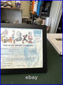 1998 Walt Disney Company Common Stock Certificate 2 Share Framed