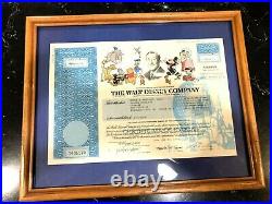1999 Walt Disney Company 5 Share Stock Certificate Framed