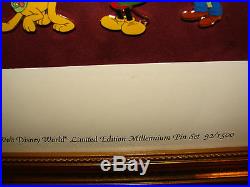 2000 Walt DISNEY World Framed MILLENNIUM Pin Set Mickey & FRIENDS LE 92 Of 1500