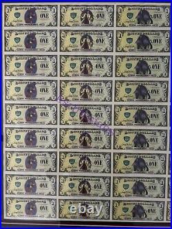 2013 D $1 36 UNCUT PROOF DISNEY DOLLARS FRAMED SHEET #18 OF 25 With ErRoR CRUELLA