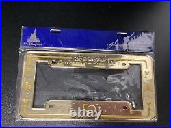 2022 Walt Disney World 50th Anniversary Gold Metal License Plate Cover Frame New