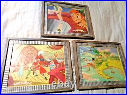 3 Set Vtg Jaymar Walt Disney's Inlaid puzzles Very Rare framed