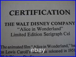 ALICE IN WONDERLAND Walt Disney Serigraph Cel Framed Limited Edition 9500