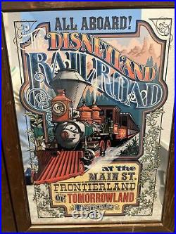 ALL ABOARD DISNEYLAND RAILROAD Print In Glass Mirror With Wood FrameGlassiques