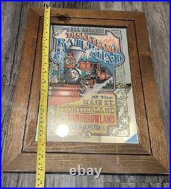 ALL ABOARD DISNEYLAND RAILROAD Print In Glass Mirror With Wood FrameGlassiques