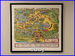 Authentic Framed 1971 Walt Disney World Magic Kingdom Park Souvenir Map
