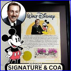 Authentic Walt Disney Autograph Signed Disneyland Ticket Framed WithCOA 1960's