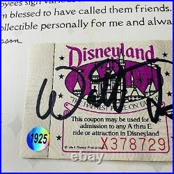 Authentic Walt Disney Autograph Signed Disneyland Ticket Framed WithCOA 1960's