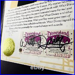 Authentic Walt Disney Autograph Signed Disneyland Ticket Framed WithCOA 1960's