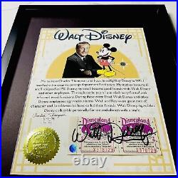 Authentic Walt Disney Autograph Signed Disneyland Ticket Framed WithCOA 1960's