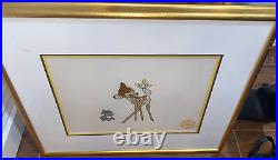 BAMBI GOLD TONE FRAMED & DOUBLE MATTED Walt Disney Limited ED SERIGRAPH CEL
