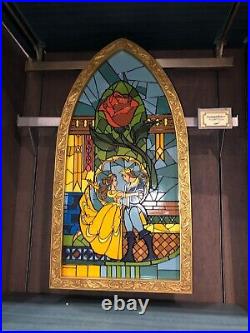 Beauty And The Beast Stained Glass Window Frame Art of Disney Theme Parks