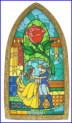 Beauty And The Beast Stained Glass Window Frame Art of Disney Theme Parks