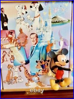 Bradford Set of Four 3D Walt Disney's 100-Year Anniversary Plates in Frame