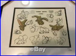 Brand New Walt Disney Dumbo Model Sheet 2006 Framed #'d 639/5000 Pin Set