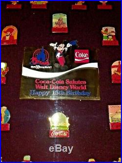 Coca Cola Walt Disney World Pin Set 15th Birthday Framed