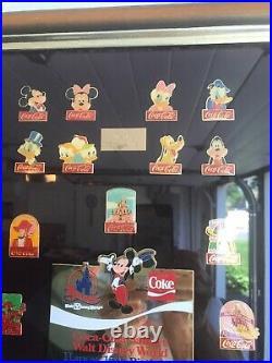 Coca Cola Walt Disney World Pin Set 15th Birthday Framed