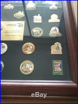 Company D Walt Disney World 25th Anniversary Commemorative Pin Set Framed RARE