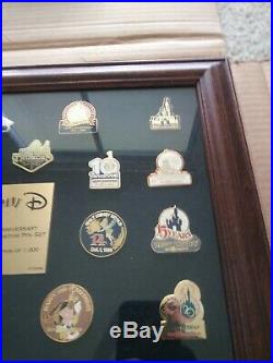 Company D Walt Disney World 25th Anniversary Commemorative Pin Set Framed RARE