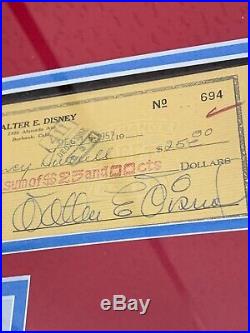DEC 25 1957 WALT DISNEY SIGNED PERSONAL BANK CHECK PSA/DNA AUTO RARE! Framed