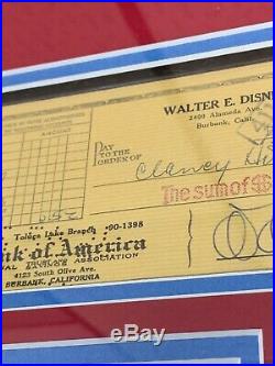 DEC 25 1957 WALT DISNEY SIGNED PERSONAL BANK CHECK PSA/DNA AUTO RARE! Framed