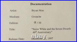 Disney Artist WATCH & Framed ART SNOW WHITE Seven DWARFS 60th Anniversary LE30