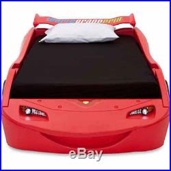 Disney Cars Lightning McQueen Twin Bed with Lights Kids Bedroom Durable Frame