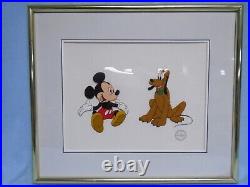 Disney Certified Serigraph Cel of Mickey Mouse & Pluto 16x19 Framed