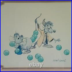 Disney Cinderella Gus & Jaq Lithograph Signed Marc Davis Framed Certificate 1988