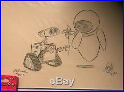 Disney Exclusive Wall-E and Eve LE Sketch 8/50 withPin Valentines 2018 Framed New