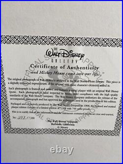 Disney Gallery LE Walt Disney Mickey Came Into Our Life photograph Framed COA