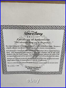 Disney Gallery LE Walt Disney Mickey photograph framed matted COA