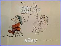 Disney Grumpy Framed Artist's Sketches Vintage From Disneyland Hotel Very Rare