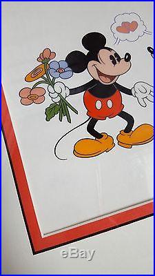 Disney I LOVE YOU Sericel 1994 Mickey and Minnie Mouse Certificate Framed 1