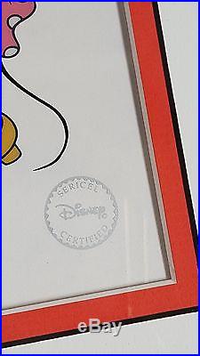 Disney I LOVE YOU Sericel 1994 Mickey and Minnie Mouse Certificate Framed 1