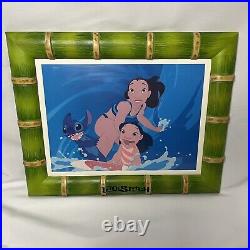 Disney Lilo and Stitch Framed Art Print Lithograph Set of 5 Bamboo like Frames