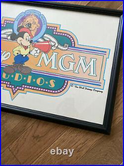 Disney MGM Studios Pre-Opening Promotional Framed Poster 1989 Vintage