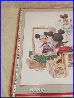 Disney Metal Framed Mickey Mouse Drawing Walt Disney By Charles Boyer 24x31.5