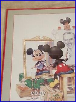 Disney Metal Framed Mickey Mouse Drawing Walt Disney By Charles Boyer 24x31.5